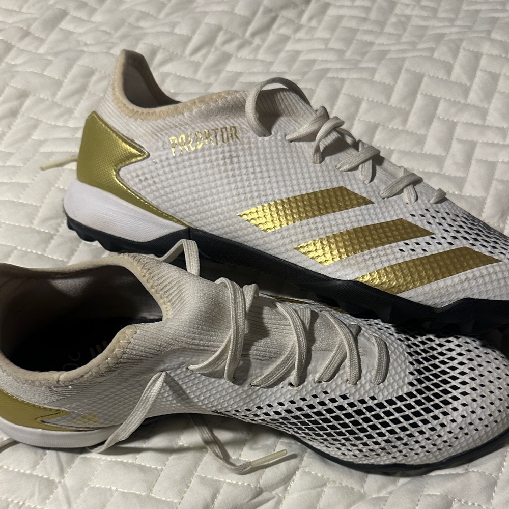White and Gold Adidas 20.3 Predator Soccer Shoes